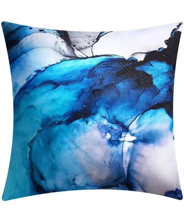 Ocean Ink Abstract Cushion Cover – Blue Marble Print (45x45cm)