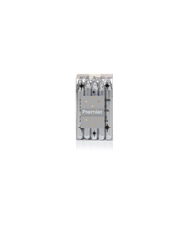10cm Mini Silver Candles 20 Pack | Birthday Cake Candles Party Decorations