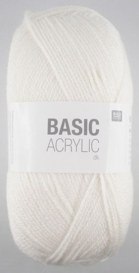 Rico Design Basic Acrylic DK Yarn White 001 – 100g