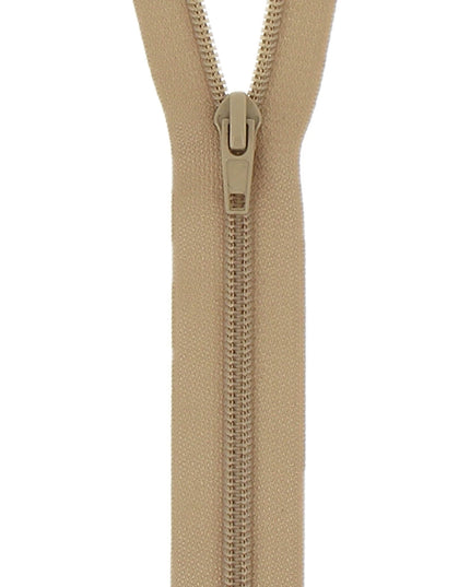 Nylon Open End Zip: 55cm: Fawn