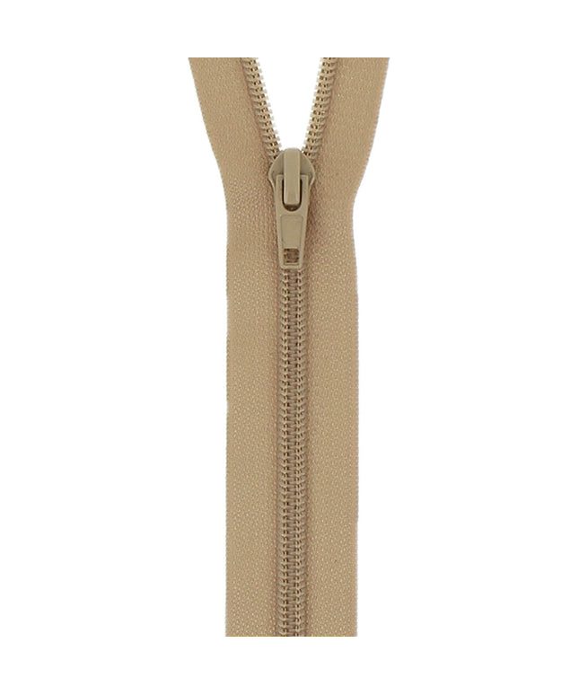 Nylon Open End Zip: 55cm: Fawn