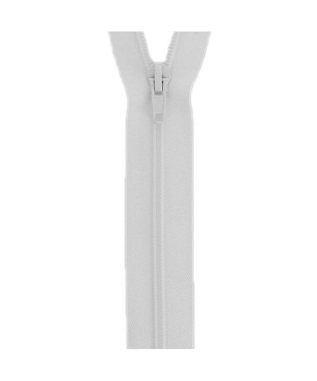 Nylon Open End Zip: 55cm: White
