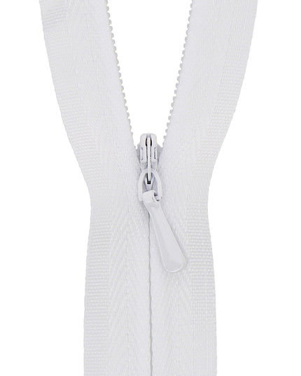 Concealed Zip Closed End: 25cm: White