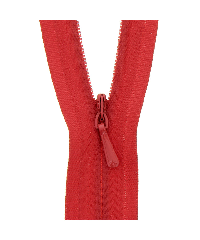 Concealed Zip Closed End: 25cm: Red