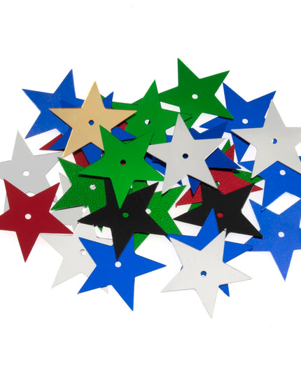 Sequins: Stars: 28mm: Multi-coloured
