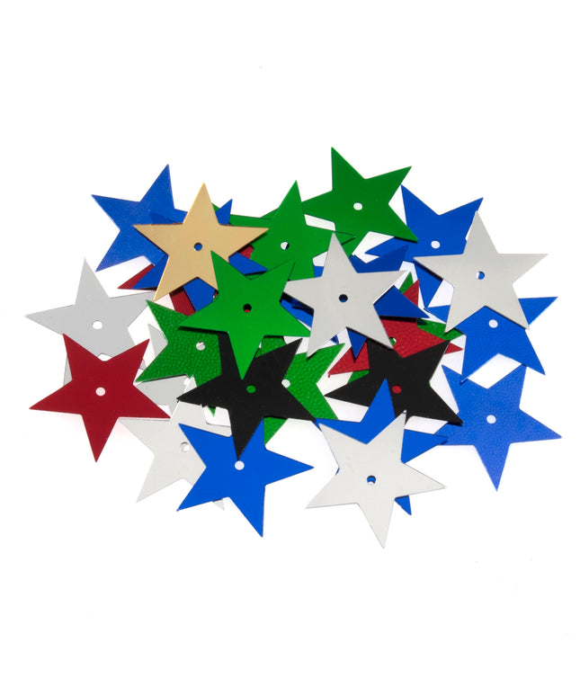 Sequins: Stars: 28mm: Multi-coloured