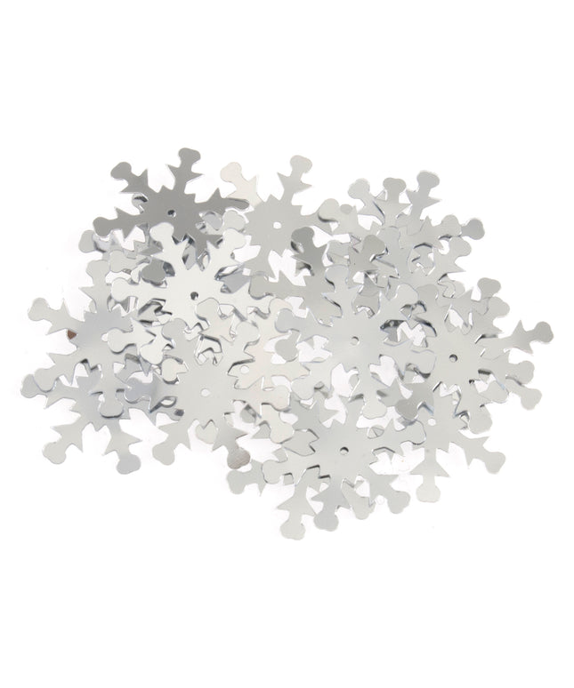 Sequins: Snowflake: 24mm: Silver