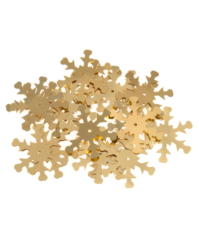 Sequins: Snowflake: 24mm: Gold