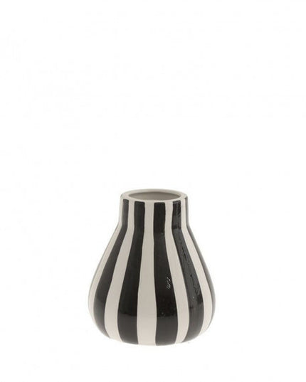 Black White Striped Vase 14cm Ceramic Decorative Small Flower Vase Modern Home Décor