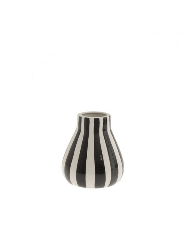 Black White Striped Vase 14cm Ceramic Decorative Small Flower Vase Modern Home Décor