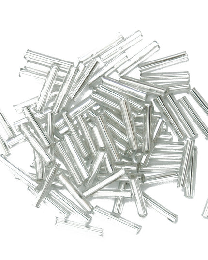 Beads: Bugle: Long: Silver