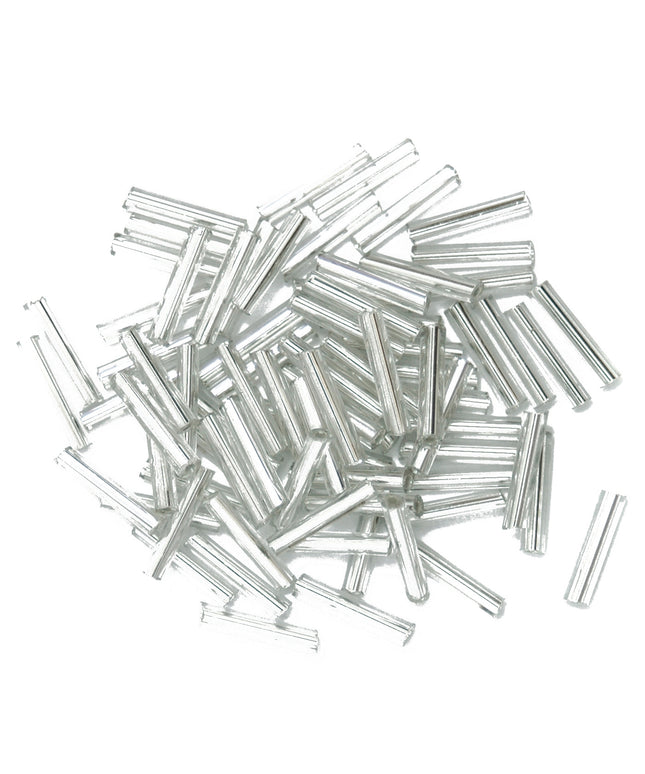Beads: Bugle: Long: Silver