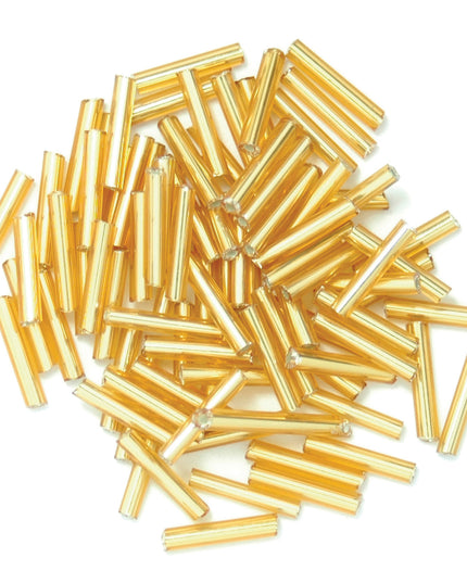 Beads: Bugle: Long: Gold