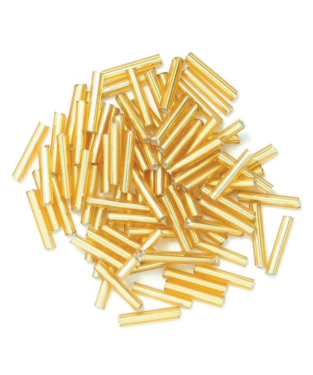 Beads: Bugle: Long: Gold