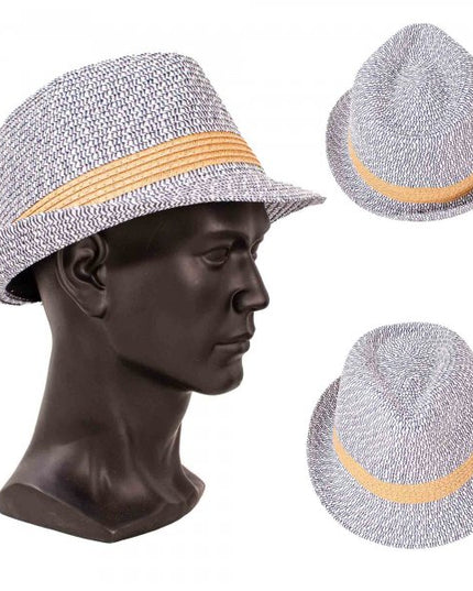 WHITE/NAVY LADIES/UNISEX TRILBY STYLE SUN HAT