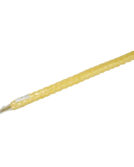 Long Yellow Wax Torch Candle on Wooden Stick – Rustic Textured Candle