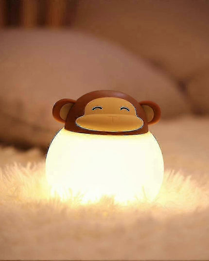 Cute Animal LED Night Light – Soft Warm Glow Bedside Lamp (Monkey/Bunny/Dog/Cat/Pig)