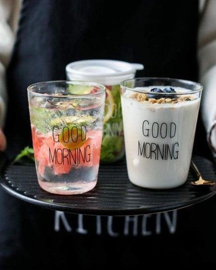 Good Morning Clear Plastic Tumbler Cup – Reusable Breakfast & Snack Cup