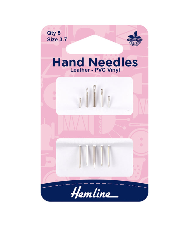 Hand Sewing Needles: Leather-PVC-Vinyl: Size 3-7: Pack of 5