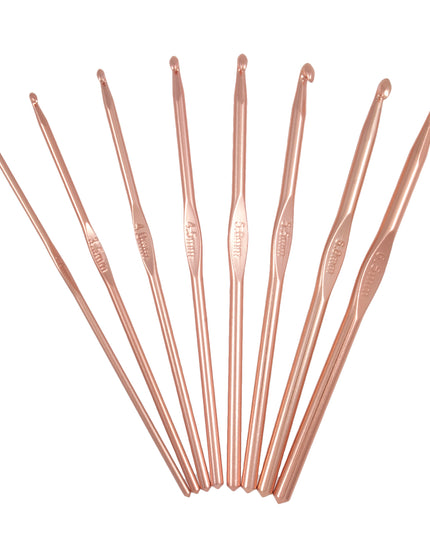 Crochet Hook Set: Rose Gold: 15cm x 3.00 - 6.50mm: Pack of 8