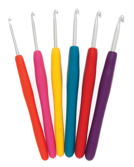 Crochet Hook Set: Soft-Grip Rubber Handles: 14cm x 2.50 - 5.00mm: Pack of 6