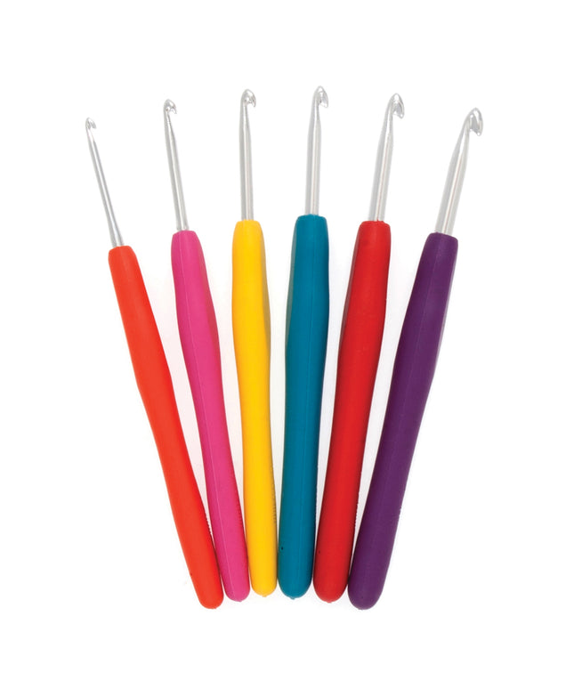 Crochet Hook Set: Soft-Grip Rubber Handles: 14cm x 2.50 - 5.00mm: Pack of 6