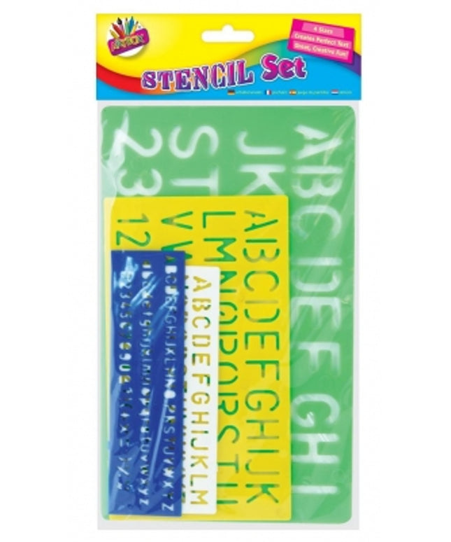 Tallon Alphabet Stencil Set 4 Pack ( Assorted Colours )