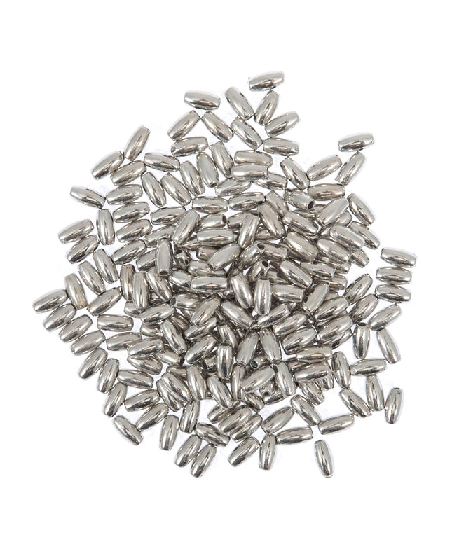 Beads: Oval Pearls: 6mm x 3mm: Silver