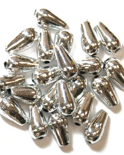 Beads: Pearl: Drops: 6 x 9mm: Silver