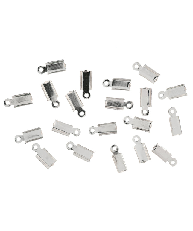 Leather Crimps: Flat: Silver