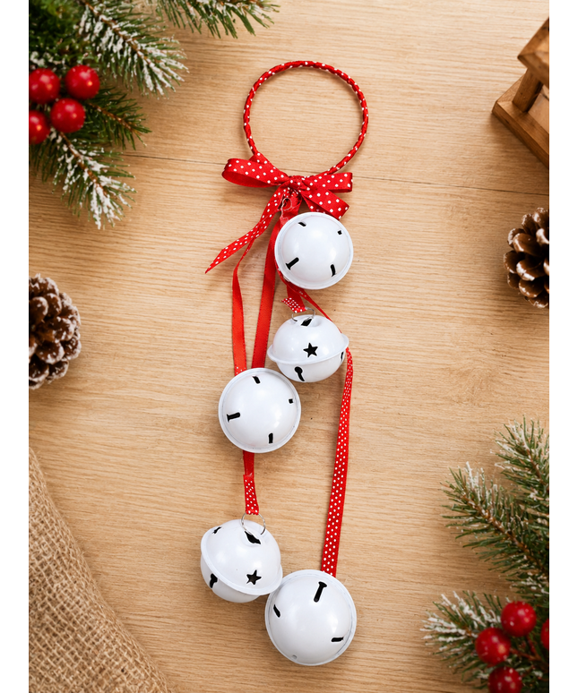 Christmas 32cm Door Hanging Bells White