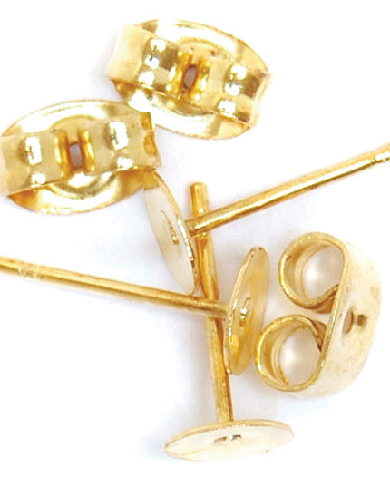 Ear Post: Flat Stud & Scroll: Gilt