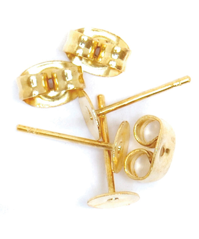 Ear Post: Flat Stud & Scroll: Gilt