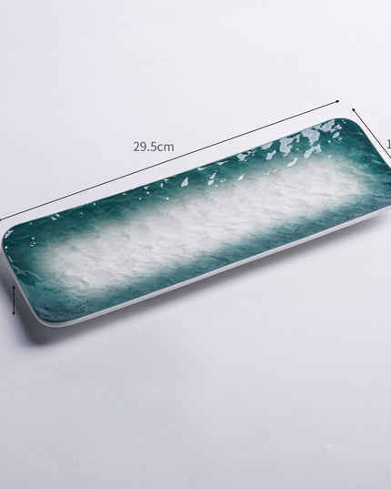Japanese Ocean Glaze Rectangular Ceramic Sushi Plate – 29.5cm Serving Dish for Sushi, Sashimi & Appetisers