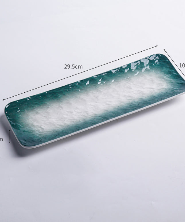Japanese Ocean Glaze Rectangular Ceramic Sushi Plate – 29.5cm Serving Dish for Sushi, Sashimi & Appetisers