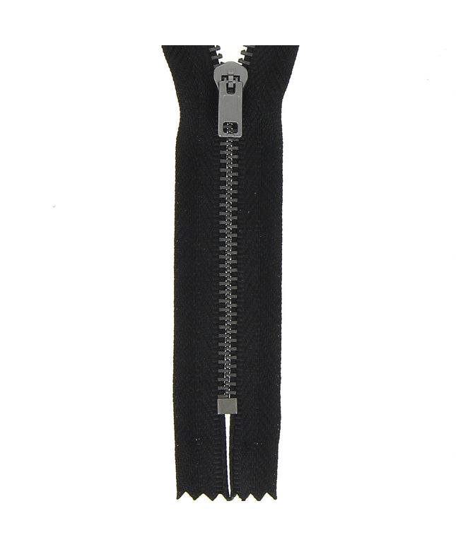 Metal Trouser Zip Closed End: 18cm: Black
