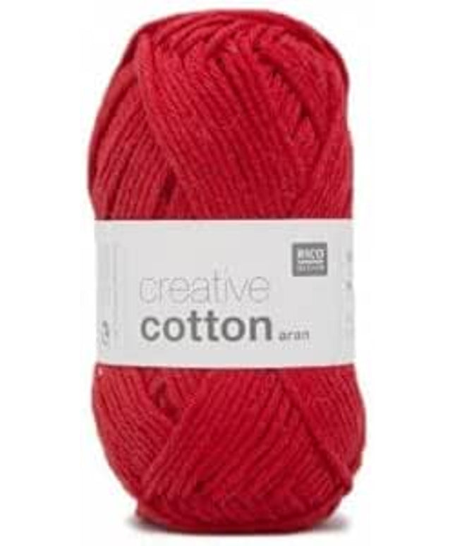 Rico Design Creative Cotton Aran Yarn – 50g Ball – 85m – Red (Shade 05)