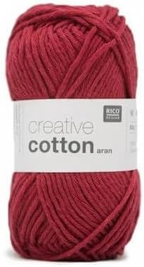 Rico Creative Cotton Aran Yarn 50g – Red (85m)