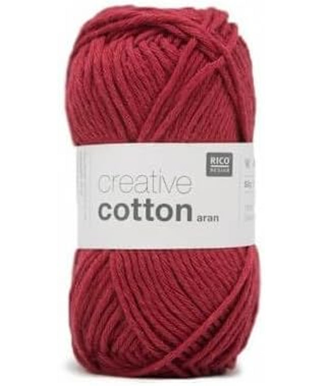Rico Creative Cotton Aran Yarn 50g – Red (85m)