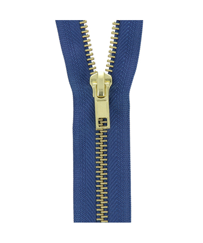 Brass Jeans/Trouser Zip: 15cm: Mid Royal Blue