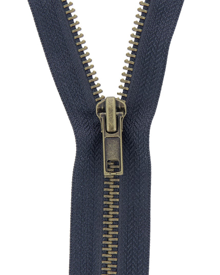 Brass Jeans/Trouser Zip: 15cm: Dark Navy