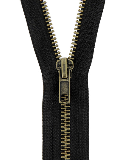 Brass Jeans/Trouser Zip: 15cm: Black