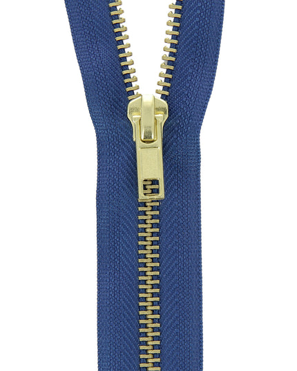 Brass Jeans/Trouser Zip: 18cm: Mid Royal Blue
