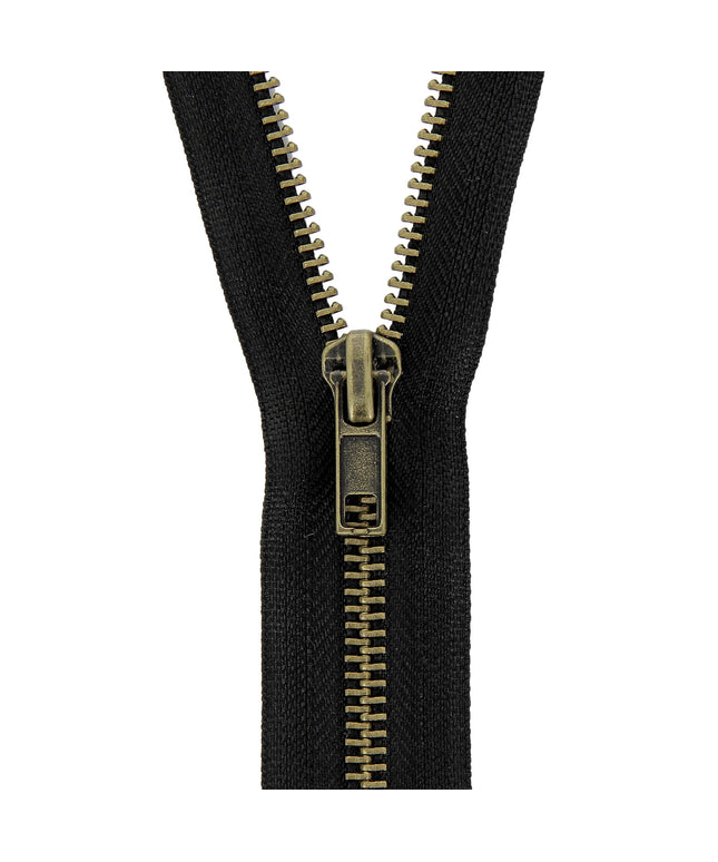 Brass Jeans/Trouser Zip: 18cm: Black