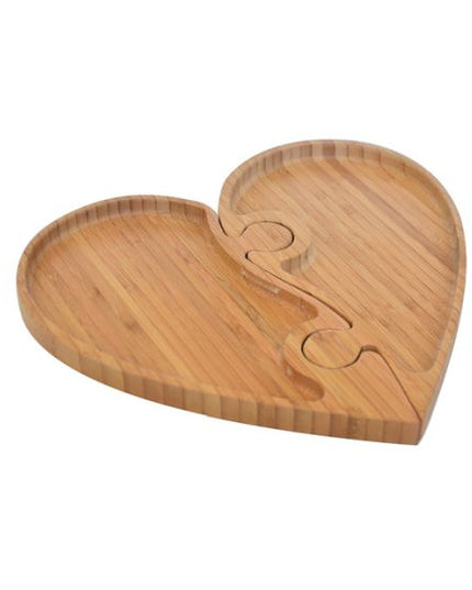 Interlocking Heart-Shaped Wooden Serving Tray