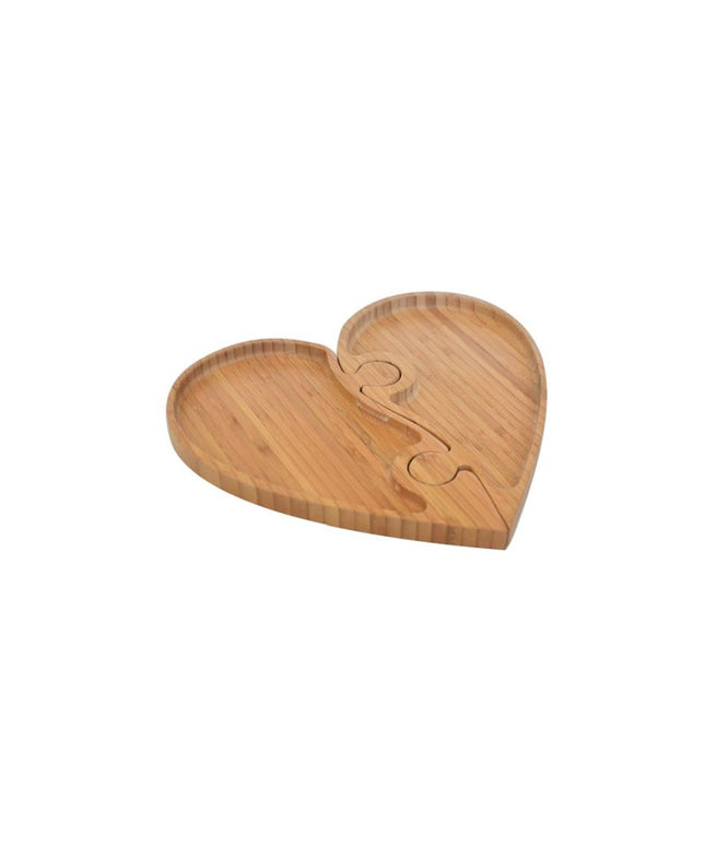 Interlocking Heart-Shaped Wooden Serving Tray