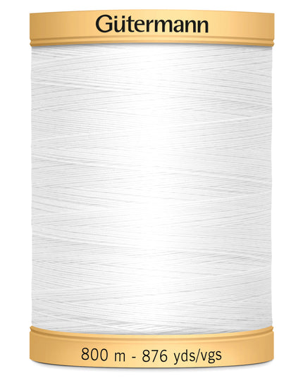 Gutermann Natural Cotton Thread: 800m: 5709 (White)