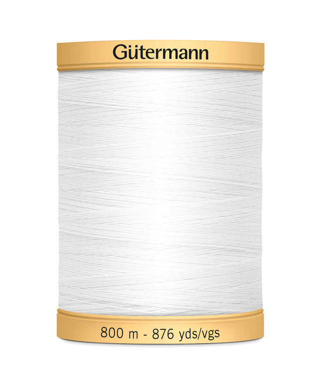 Gutermann Natural Cotton Thread: 800m: 5709 (White)