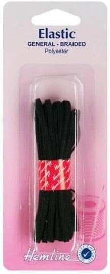 Elastic: General Purpose: Braided: 2m x 9mm: Black