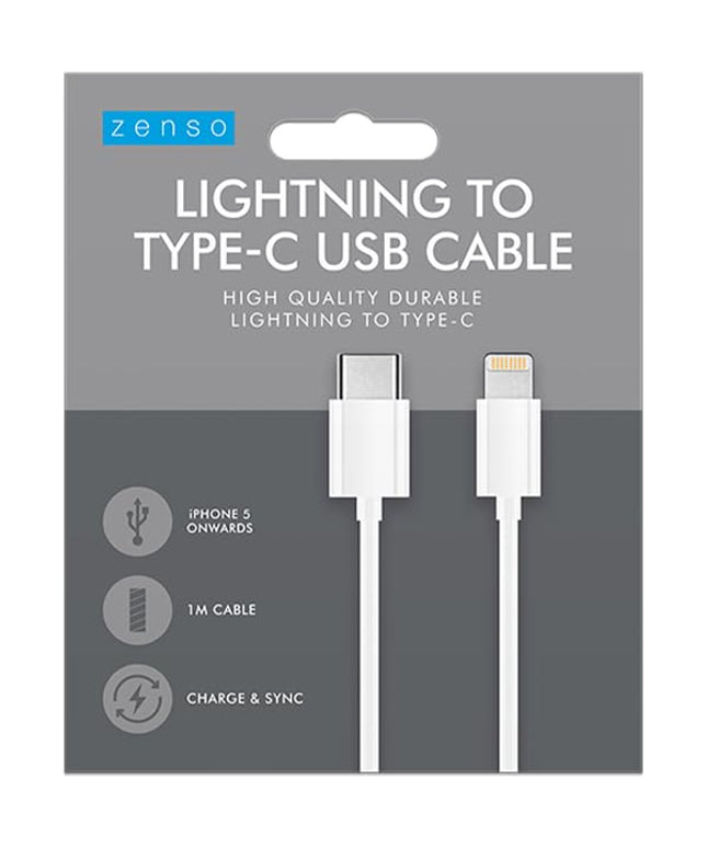 ZENSO I PHONE LIGHTENING TO USB CABLE 1M